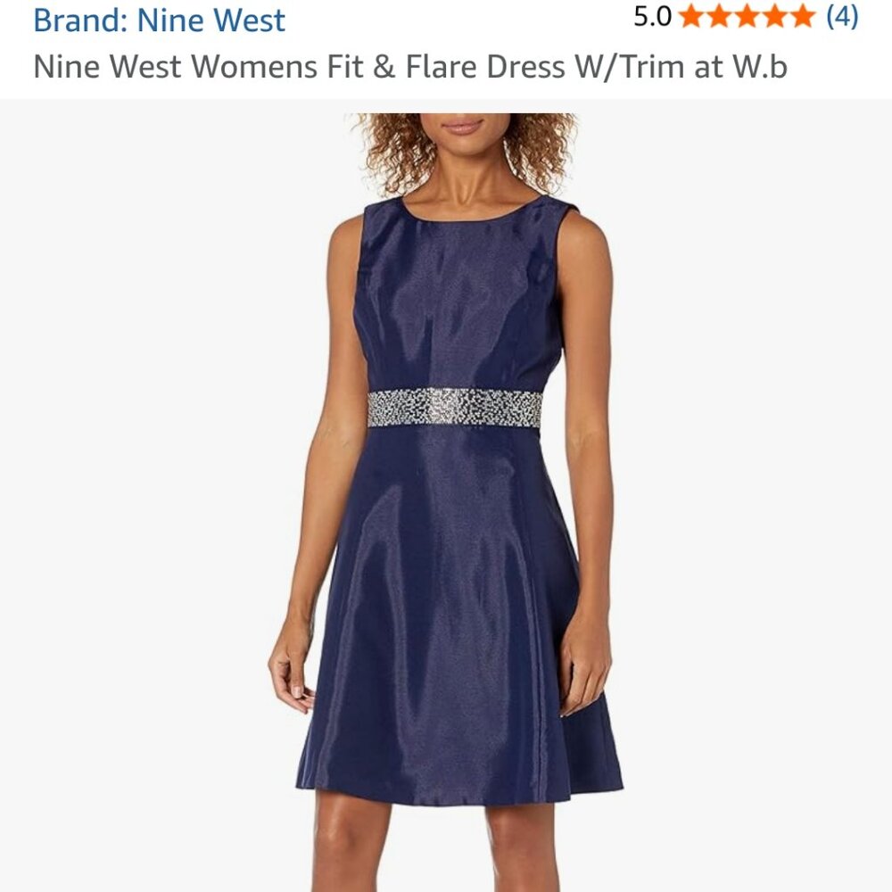 Nine West Womens Fit & Flare Dress W/Trim at W.b